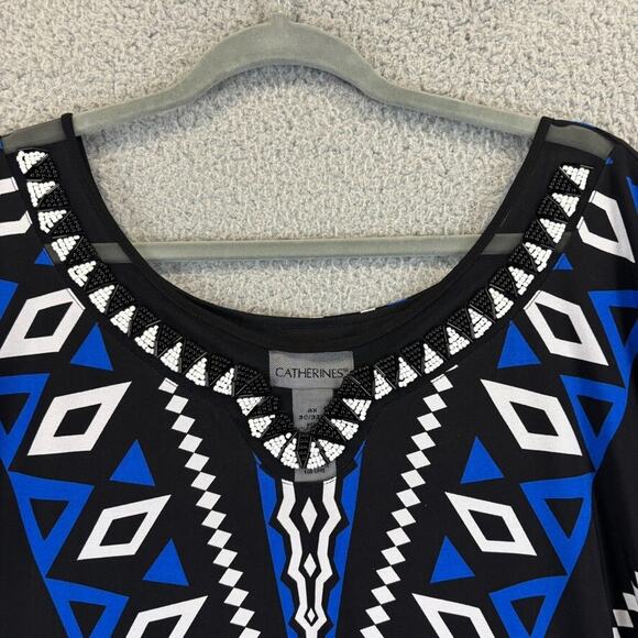 Catherines Dress 4X Artsy Bold Maximalist Embellished Stretchy Beaded Shift - Picture 2 of 9